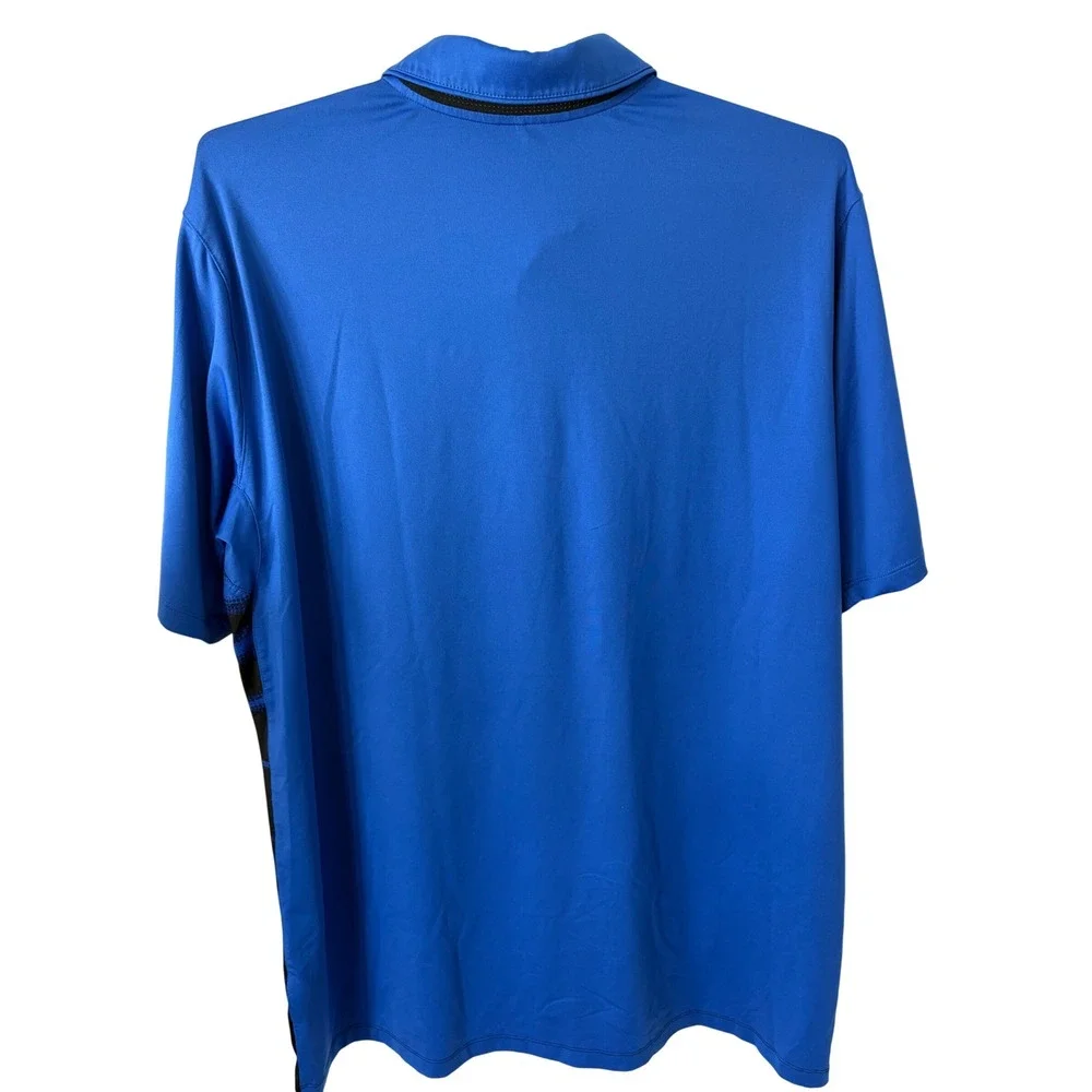 Nike Golf Polo Shirt Mens‎ XL Blue Black Striped Dri-FIT Athletic Training